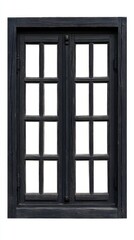 Obraz premium Sleek Black Wooden Window Solitary against a White Background, a Minimalist Art Statement on Simplicity and Elegance. Modern Architectural Aesthetics.