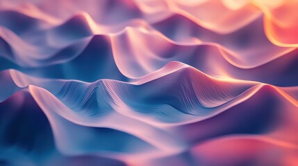 Obraz premium Abstract Wavy Landscape with Pink and Blue Hues