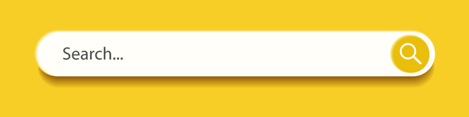 Obraz premium 3d search bar Internet browser engine on yellow background for UI design, website interface element with web icons and push button vector