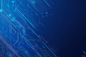 Fototapeta premium Futuristic vector illustration of a blue circuit board featuring intricate digital patterns and glowing lines, ideal for tech backgrounds.