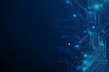 Futuristic vector illustration of a blue circuit board with intricate digital tech elements, perfect for advanced technology backgrounds.
