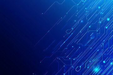 Obraz premium Futuristic vector illustration of a blue circuit board featuring intricate digital patterns and glowing lines, ideal for tech backgrounds.