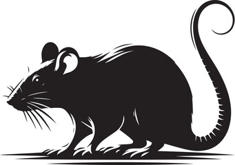 rat silhouette vector art illustration