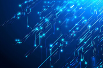 Futuristic vector illustration of a blue circuit board with intricate digital patterns, ideal for modern tech backgrounds and interfaces.
