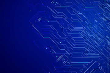 Futuristic vector illustration of a blue circuit board with intricate digital patterns, ideal for modern tech backgrounds and interfaces.
