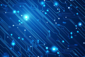 Futuristic vector illustration of a blue circuit board with intricate digital patterns, ideal for modern tech backgrounds and interfaces.
