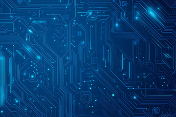 Futuristic vector illustration of a blue circuit board with intricate digital patterns, ideal for modern tech backgrounds and interfaces.
