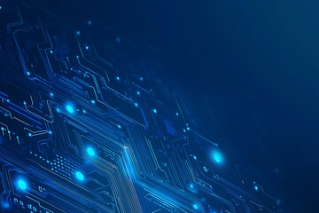 Futuristic vector illustration of a blue circuit board with intricate digital patterns, ideal for modern tech backgrounds and interfaces.

