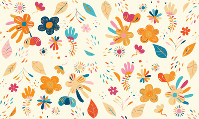 Digital textile design Beautiful ethnic style colorful seamless floral hand made seamless pattern .great for background ,curtain, carpet, wallpaper, clothing, wrapping,batik,clothing or decorations.