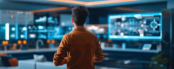 Smart home solutions, interconnected devices, holographic interface, modern home