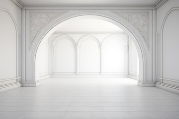 Fototapeta premium generated illustration of empty room with arch design on the wall
