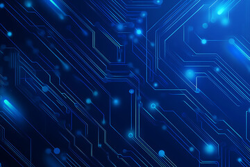 Futuristic vector illustration of a blue circuit board featuring intricate digital patterns and glowing lines, ideal for tech backgrounds.

