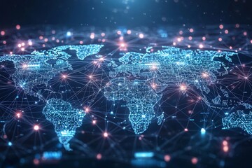 Obraz premium Global Digital Business Network Connection Illustration created with Generative AI