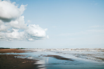 The Caspian sea water receding during low tide 