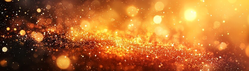 Fototapeta premium A mesmerizing display of sparkling gold particles against a dark background, creating a magical and enchanting atmosphere.