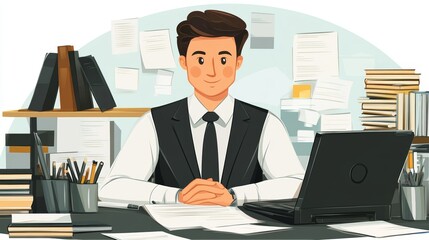Naklejka premium Accounting Bookkeeper Clerk Man. Bank Advisor, Generative AI