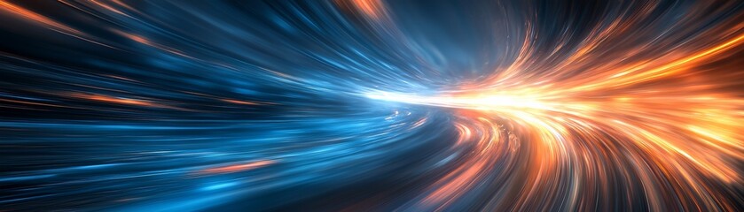 Dynamic motion of vibrant blue and orange light, creating a stunning abstract background with energy and flow.