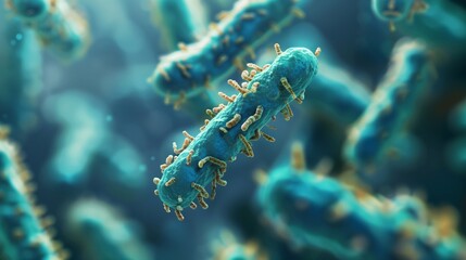 Tuberculosis bacteria under a microscope.