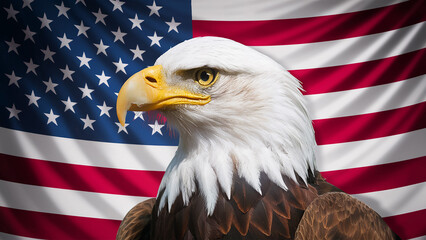 image of eagle against the American flag while celebrating Independence Day