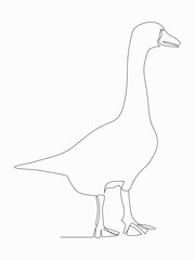 one line art  of goose duck animal.