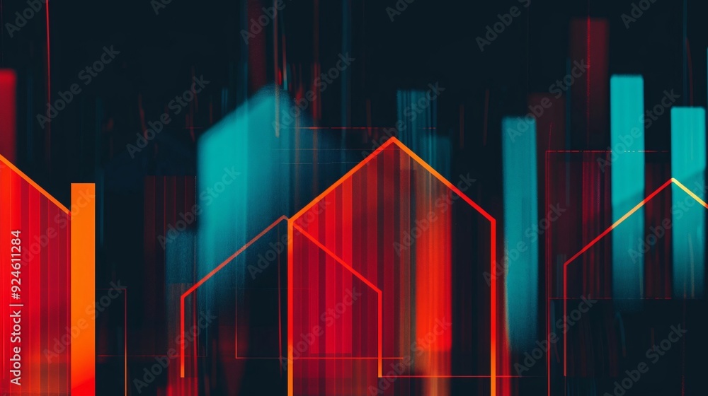 Poster abstract geometric background with vibrant colors and dynamic lines