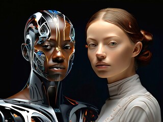 Human and robot, human, robot, ai, generative ai technology, advanced ai technology, robot human,
