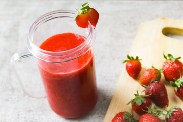 strawberry smoothie in glass