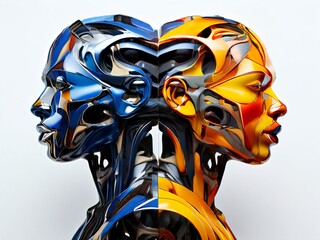 Fototapeta premium Human and robot, human, robot, ai, generative ai technology, advanced ai technology, robot human,