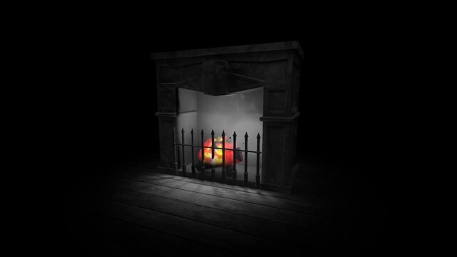An animation featuring a realistic fire shader effect on a black screen, creating a dramatic and intense visual.