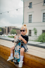 little girl with skateboard 