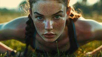 Fit, healthy lady Stadium runner with race, event, or sports marathon mindset, vision, objective. Running workout, exercise, or training motivation, wellness, or sport girl athlete