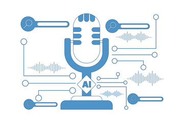 AI Phone concept, smart technology mobile device with digital voice assistant and artificial intelligence. Ai smartphone with machine learning application, speech recognition. vector illustration.