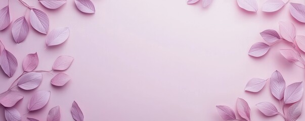 Serene Monotone Foliage in Pastel Tones on Lavender Background with Minimalist Design Space for Text, Generative Ai