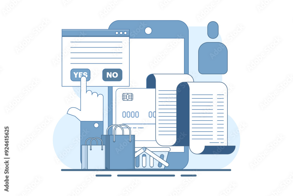 Aufkleber digital transaction concept, carrying out shopping or payment transactions via mobile devices or com