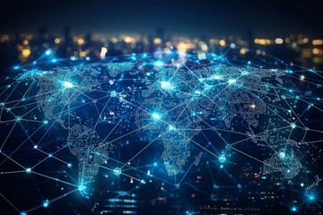 Obraz premium Global Digital Business Network Connection Illustration created with Generative AI