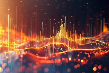 A captivating display of data analytics with vibrant graphs and charts in motion against a solid dark backdrop.