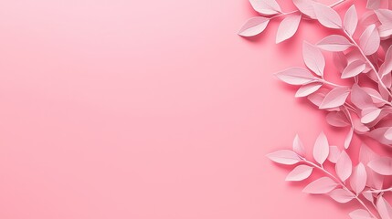 Fototapeta premium Serene Lavender Foliage on Coral Background with Copy Space - Minimalist and Elegant Nature Design, Generative Ai