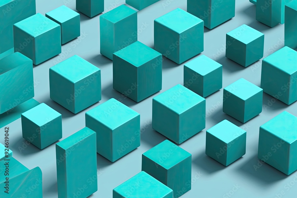 Poster modern abstract environment with seamless bright cyan cubes and design vectors