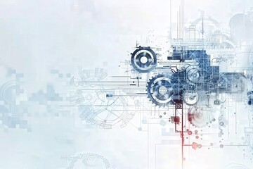 An intricate blend of gears, circuitry, and abstract shapes illustrating the concept of business process automation.