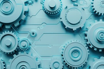 Intricate gears interlock seamlessly, symbolizing the efficiency and integration of business automation in a modern, clean design.