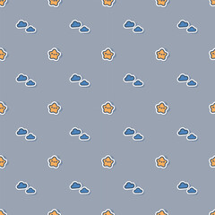 Stars and clouds simple seamless vector pattern