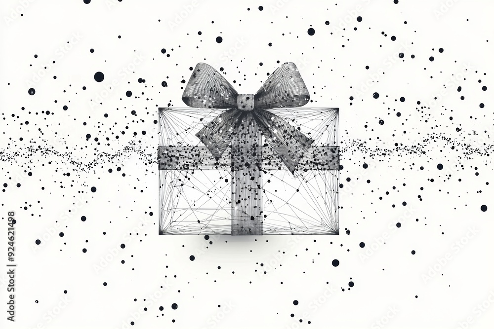 Poster abstract background with grey gift and polygonal lines. low polygonal space with connecting dots. mo