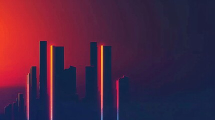 Fototapeta premium Neon Cityscape Sunset - Urban Skyline Art