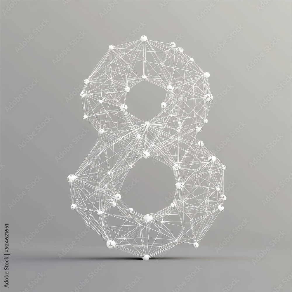 Poster low poly modern abstract eight polygonal geometry triangles with light connection structure. gray bu