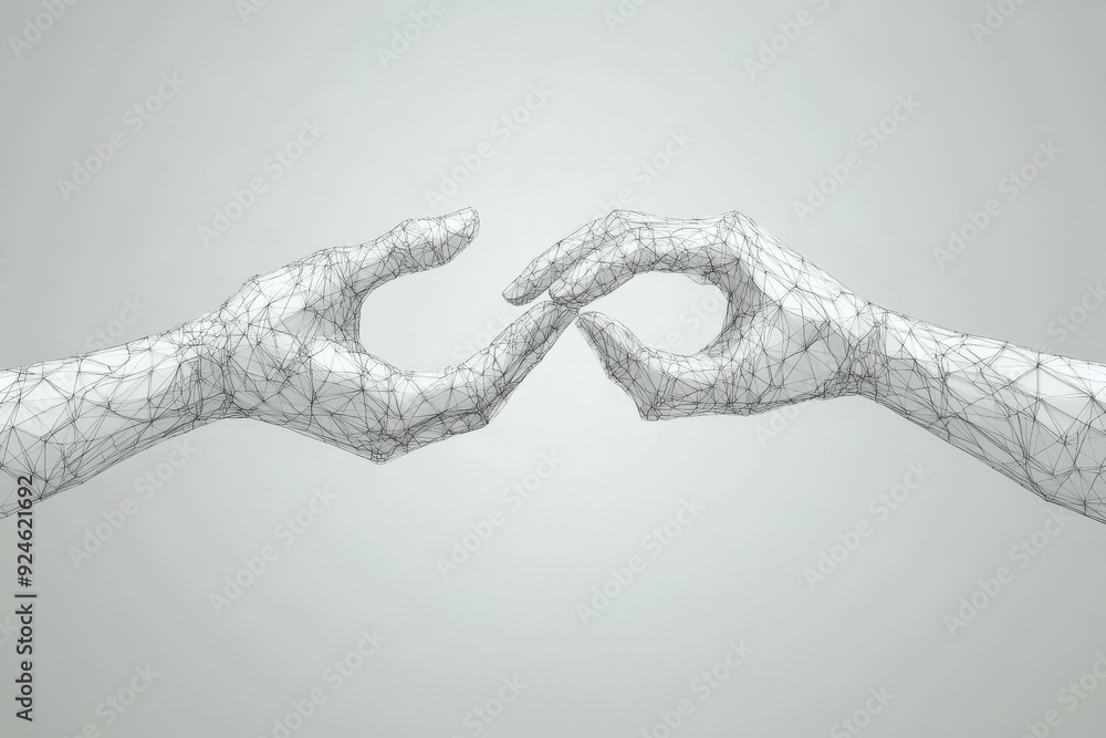 Poster in this low poly modern background with a gray business concept, it has an abstract handshake polygo