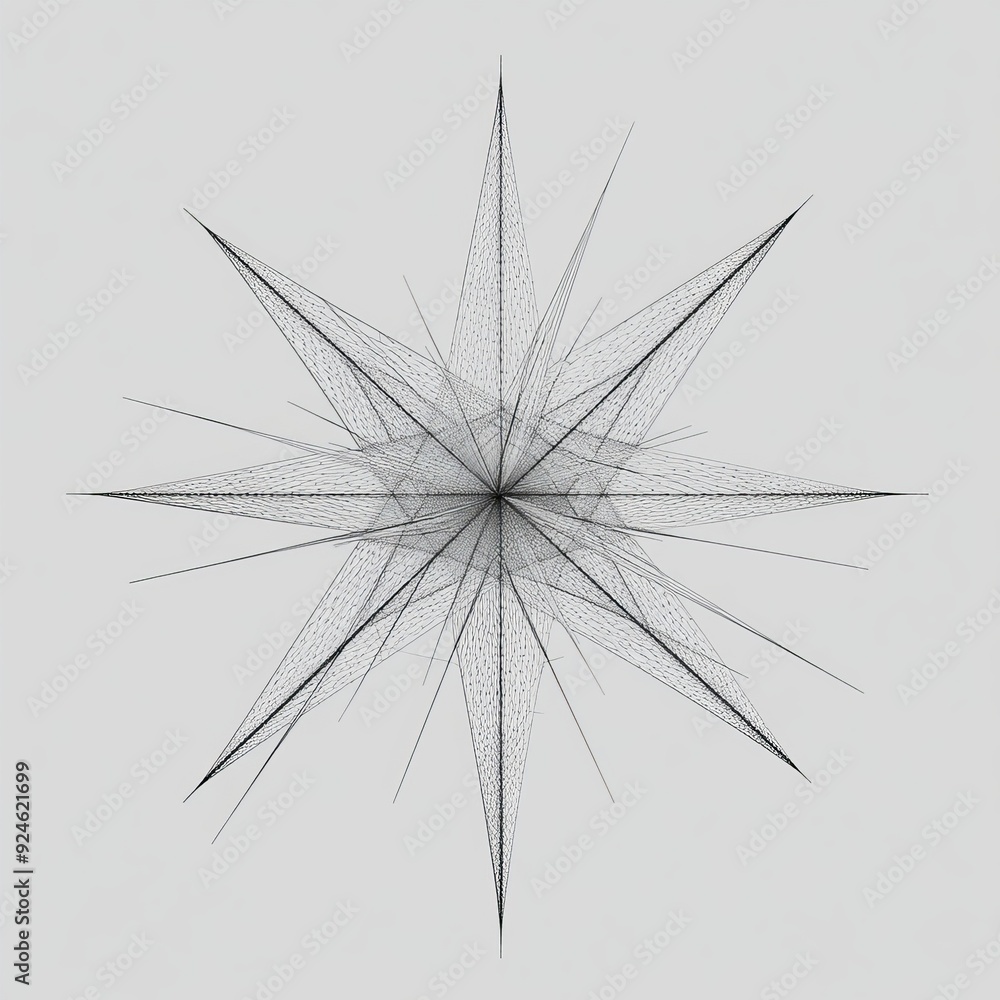 Poster the modern design of a white abstract star shaped like a polygon is also made up of a geometry trian