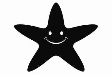 Happy starfish silhouette black vector art illustration