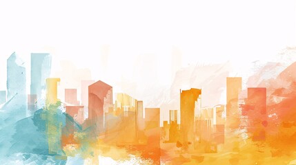 Obraz premium Abstract Watercolor Cityscape: An Urban Symphony of Color
