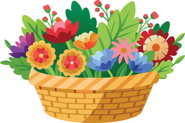 Obraz premium Houseplant Illustration in Flowerpot.Discover vibrant summer floral illustrations featuring blossoming anemones, crocuses, and poppies. Perfect for modern designs and seasonal decor.