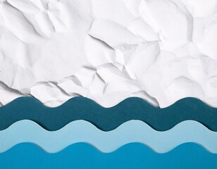 Obraz premium folded paper design that forms the edge of the beach with a blue ocean background. generative ai